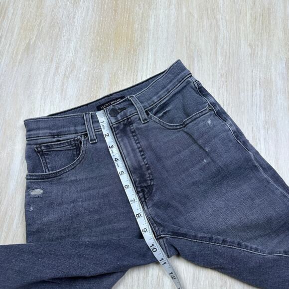 Lucky Brand Gray High Rise Skinny Bridgette Distressed Fray Hem Denim Jeans 2/26 - Picture 11 of 16